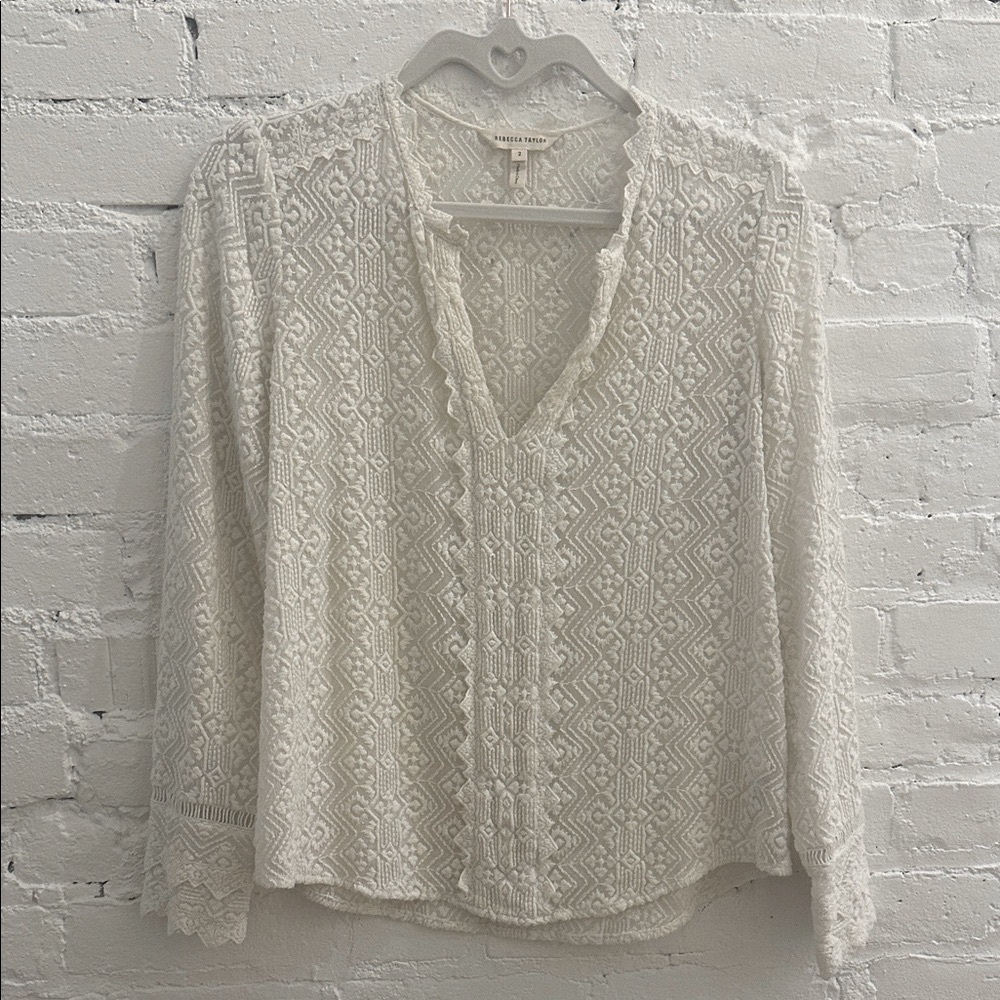 Rebecca Taylor Cream Lace Blouse